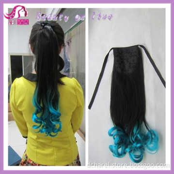 Synthetic Two Tone Color Pony Tail, Wavy Hair, Use Kanekalon Fiber